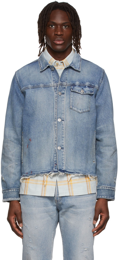 Shop John Elliott Blue Thumper Type I Denim Jacket In Light Indigo Wash