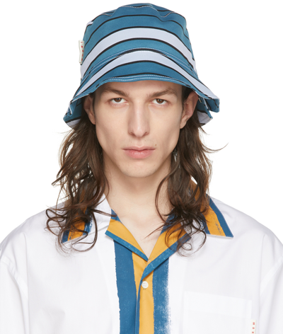 Shop Marni Blue Nylon Bucket Hat In Stb56 Royal