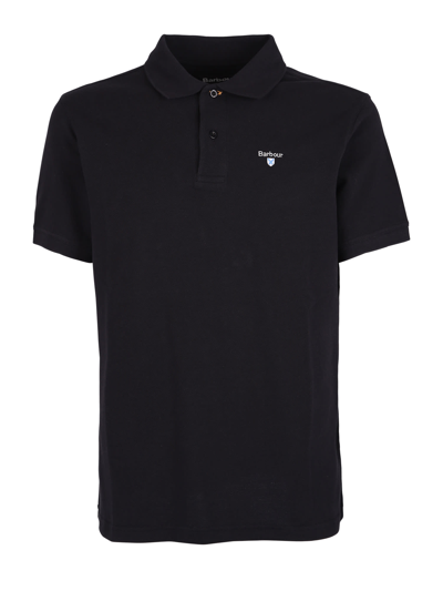 Shop Barbour Embroidered Polo In Black