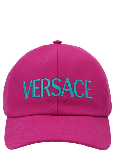 Shop Versace Cap In Purple