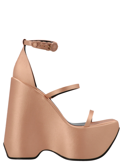 Shop Versace Triplatform Sandals In Fuchsia