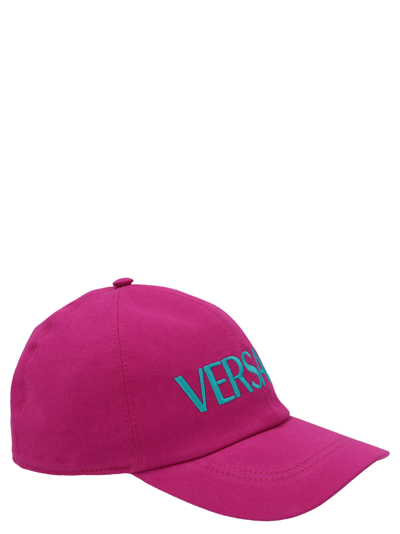 Shop Versace Cap In Purple
