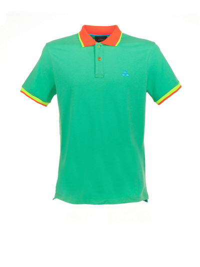 Shop Peuterey Polo Shirt With Contrasting Details In Verde