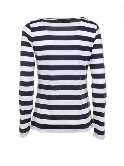 Shop Peuterey Striped Sweater In Bianco Blu