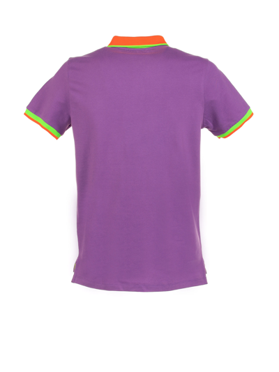 Shop Peuterey Polo Shirt With Contrasting Details In Viola