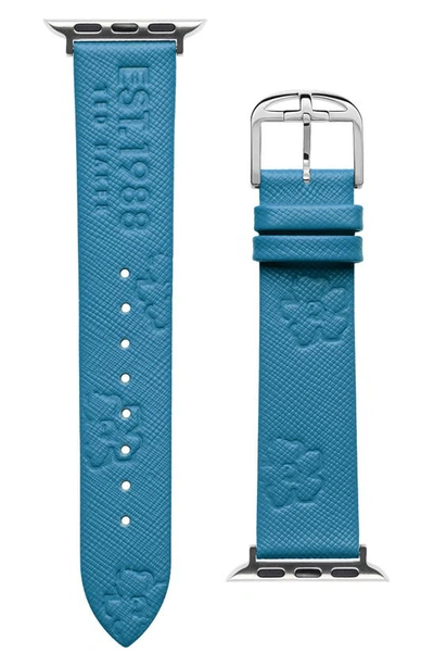 Shop Ted Baker Leather Apple Watch® Watchband In Light Blue