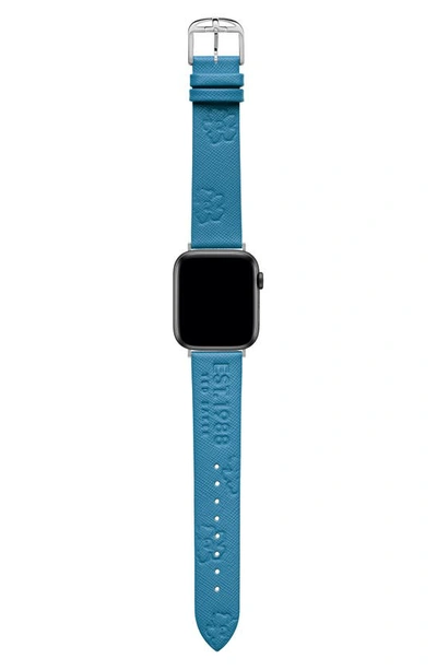 Shop Ted Baker Leather Apple Watch® Watchband In Light Blue