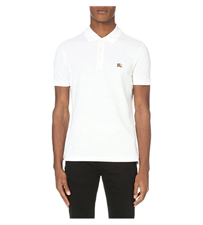 Shop Burberry Cotton-piqué Polo Shirt In White