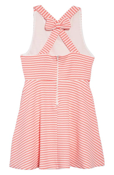 Ava & Yelly Stripe Bow Back Skater Dress In Coral White