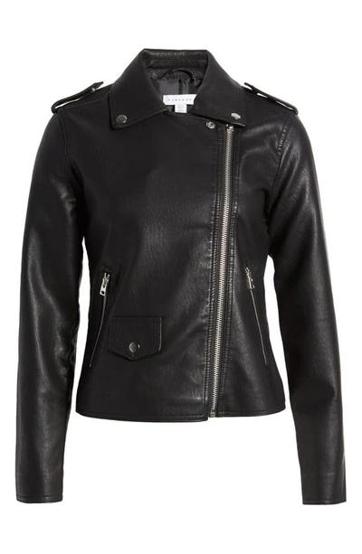 Shop Topshop Faux Leather Biker Jacket In Black