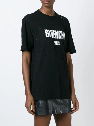 Shop Gucci T-shirt In Distressed-optik In Black