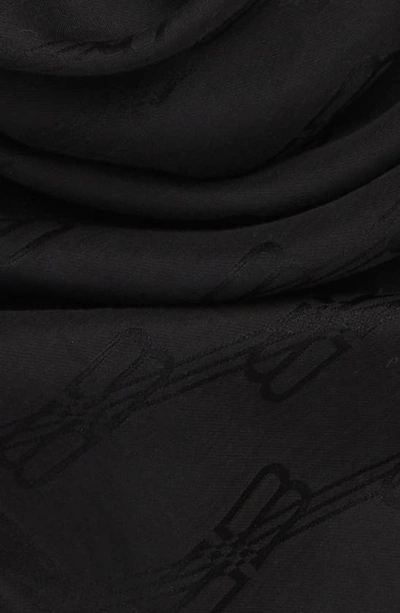 Shop Balenciaga Jacquard Bb Logo Silk & Cotton Square Scarf In Black