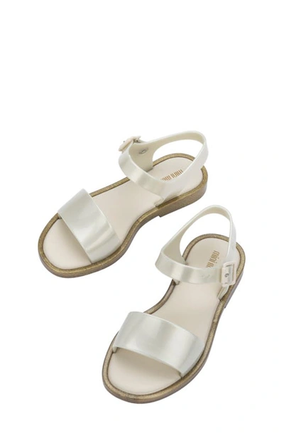 Shop Mini Melissa Mel Mar Sandal In White/ Glitter