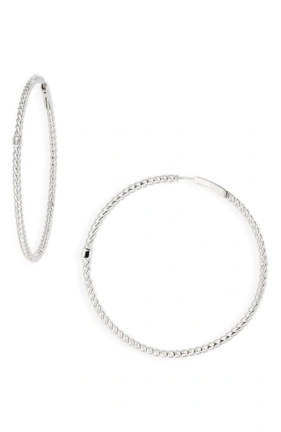 Shop Nadri Golden Hour Extra Large Hoop Earrings In Rhodium