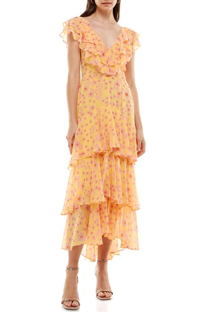 Shop Wayf Chelsea Tiered Ruffle Maxi Dress In Sunshine Daisies