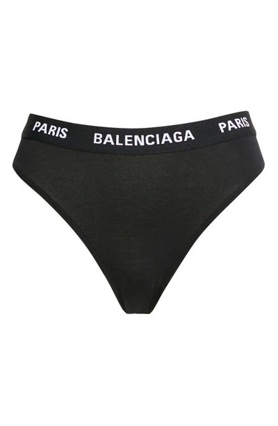Shop Balenciaga Paris Logo Cotton Briefs In Black/ White