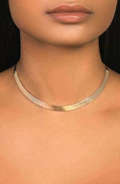Shop Lana Jewelry Jewelry Casino Herringbone Choker Necklace In Yellow Gold