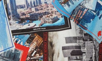Shop Balenciaga Allover Cities Print Silk Shorts In Multicolor
