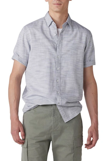 Shop Rodd & Gunn Parklane Cotton & Linen Short Sleeve Button-up Shirt In Stone Blue