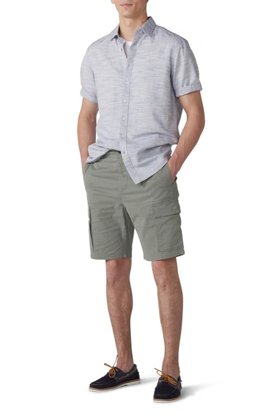 Shop Rodd & Gunn Parklane Cotton & Linen Short Sleeve Button-up Shirt In Stone Blue