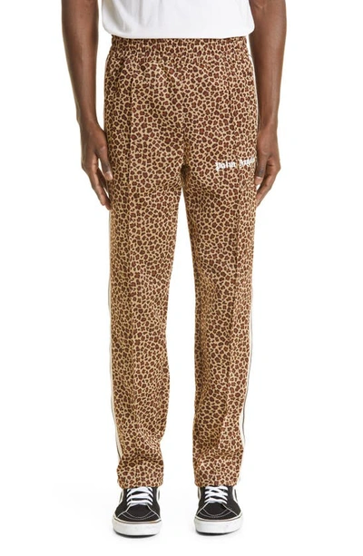 Shop Palm Angels Leopard Jacquard Track Pants In Beige