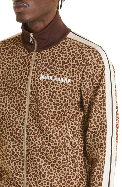 Shop Palm Angels Leopard Jacquard Track Jacket In Beige