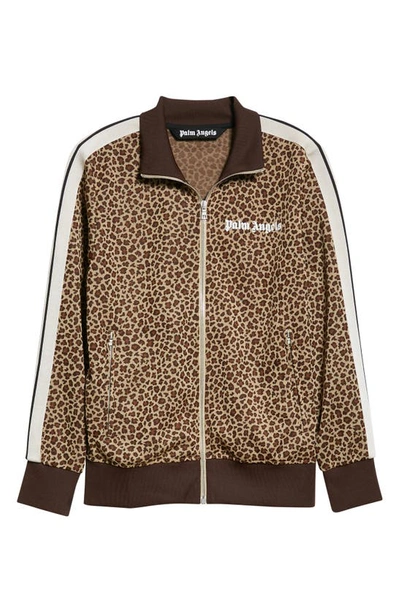 Shop Palm Angels Leopard Jacquard Track Jacket In Beige