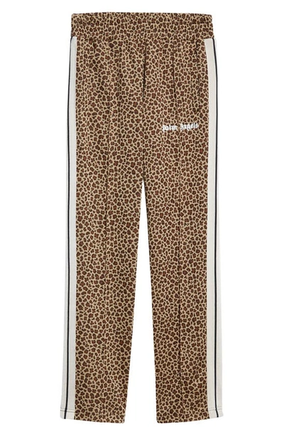 Shop Palm Angels Leopard Jacquard Track Pants In Beige
