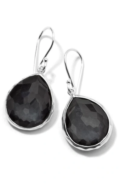 Ippolita Sterling Silver Wonderland Hematite And Clear Quartz Doublet Mini Teardrop Earrings In Hematite