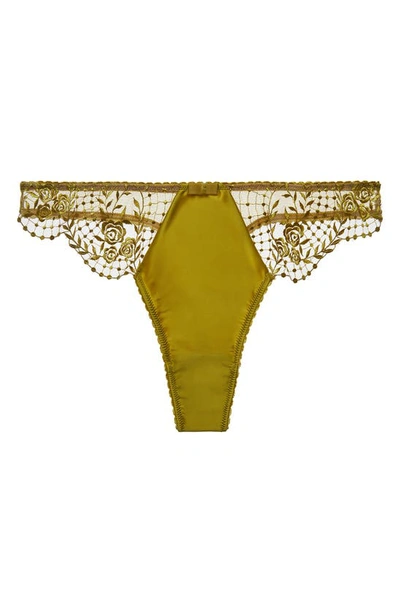 Shop Dita Von Teese Julies Roses G-string In Chartreuse
