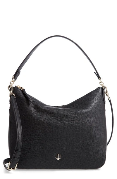 Shop Kate Spade Medium Polly Leather Shoulder Bag In Black