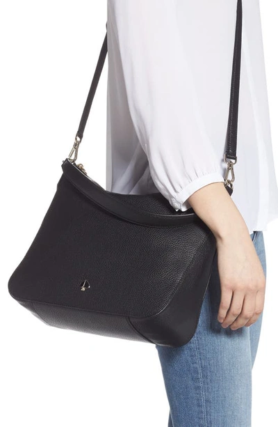 Shop Kate Spade Medium Polly Leather Shoulder Bag In Black