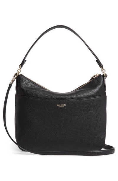 Shop Kate Spade Medium Polly Leather Shoulder Bag In Black