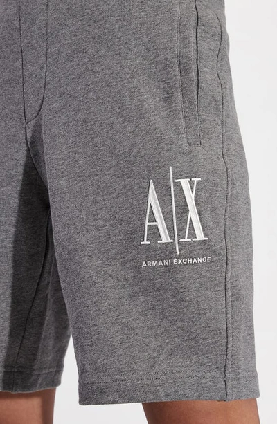 Shop Armani Exchange Icon Logo Sweat Shorts In Solid Dark Grey