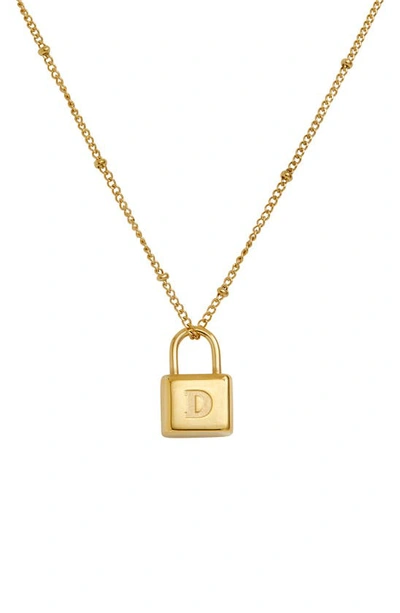 Savvy Cie Jewels Initial Lock Pendant Necklace In Gold - D