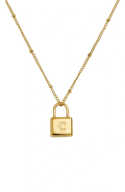 Savvy Cie Jewels Initial Lock Pendant Necklace In Gold - C