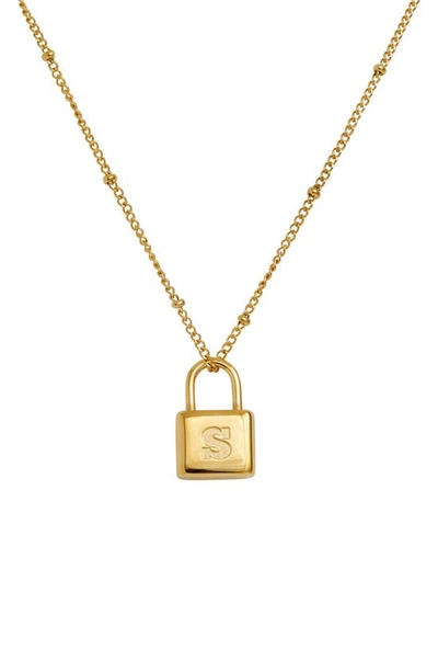 Savvy Cie Jewels Initial Lock Pendant Necklace In Gold - S