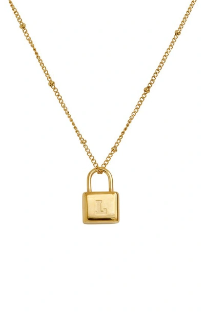Savvy Cie Jewels Initial Lock Pendant Necklace In Gold - L