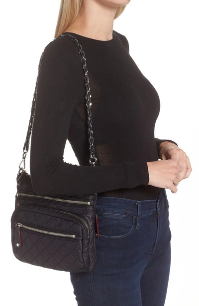 Mz Wallace Crosby Zip Nylon Crossbody Bag In Black