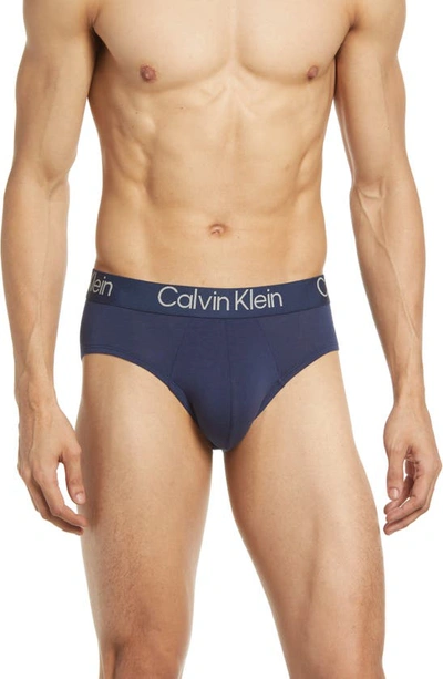 Shop Calvin Klein 3-pack Modal Blend Hip Briefs In Black/ Grey/ Blue