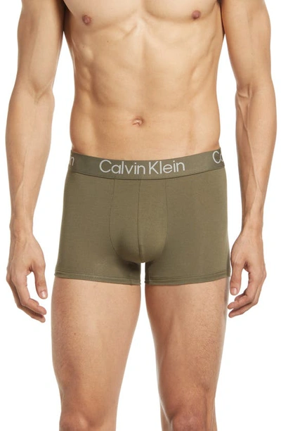 Shop Calvin Klein Assorted 3-pack Stretch Modal Trunks In 297 Blue Shadow