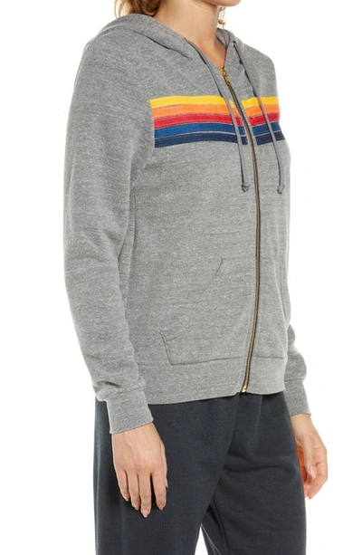 Shop Aviator Nation 5-stripe Zip Hoodie In Heather Grey