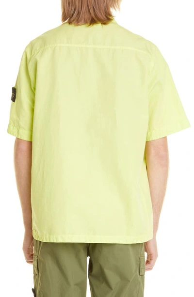 Stone Island Tela Cotone Lino Fiammato-tc Garment Dyed Shortsleeve Jacket  In Yellow | ModeSens