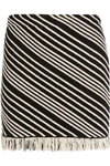 SONIA RYKIEL Fringed striped cotton-blend mini skirt