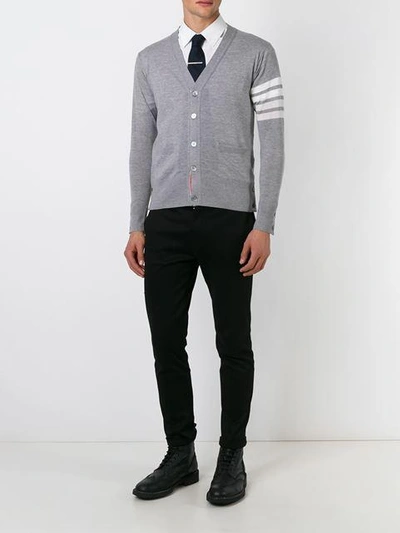 Shop Thom Browne 4-bar Merino Cardigan In Grey