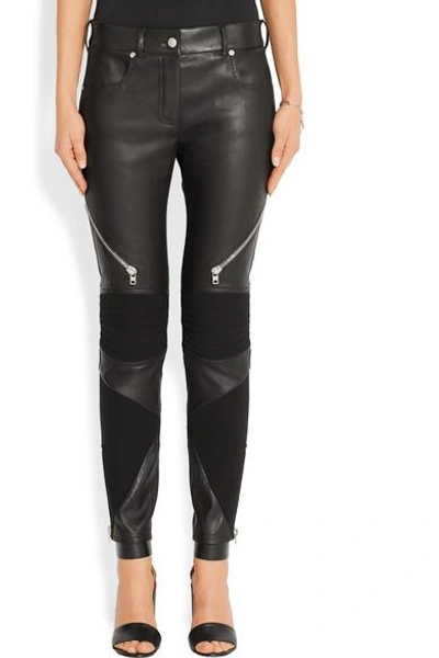 Shop Givenchy Skinny Pants In Black Leather And Stretch-knit