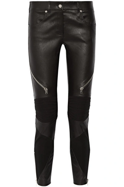 Givenchy Skinny Pants In Black Leather And Stretch-knit