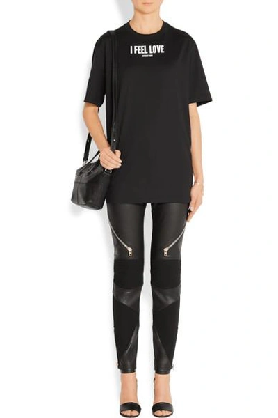 Shop Givenchy Skinny Pants In Black Leather And Stretch-knit