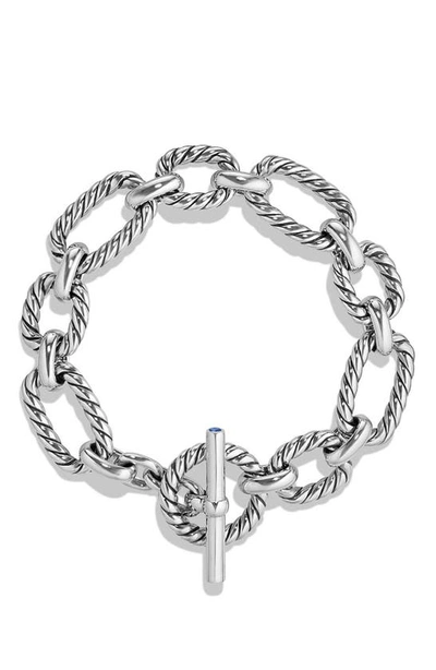 Shop David Yurman 'chain' Cushion Link Bracelet With Blue Sapphires In Silver/ Blue Sapphire