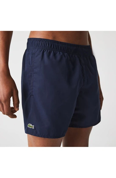 Shop Lacoste Recycled Polyester Swim Trunks In Jb1 Navy Blue/ Black